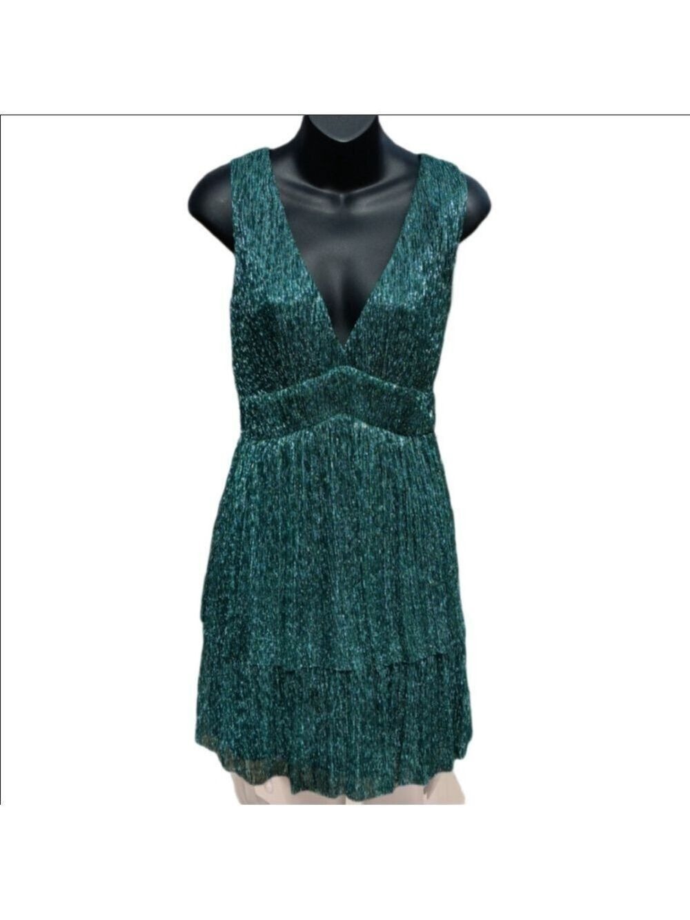 Trixxi Mini Dress Large Green Black Metallic - Picture 3 of 5